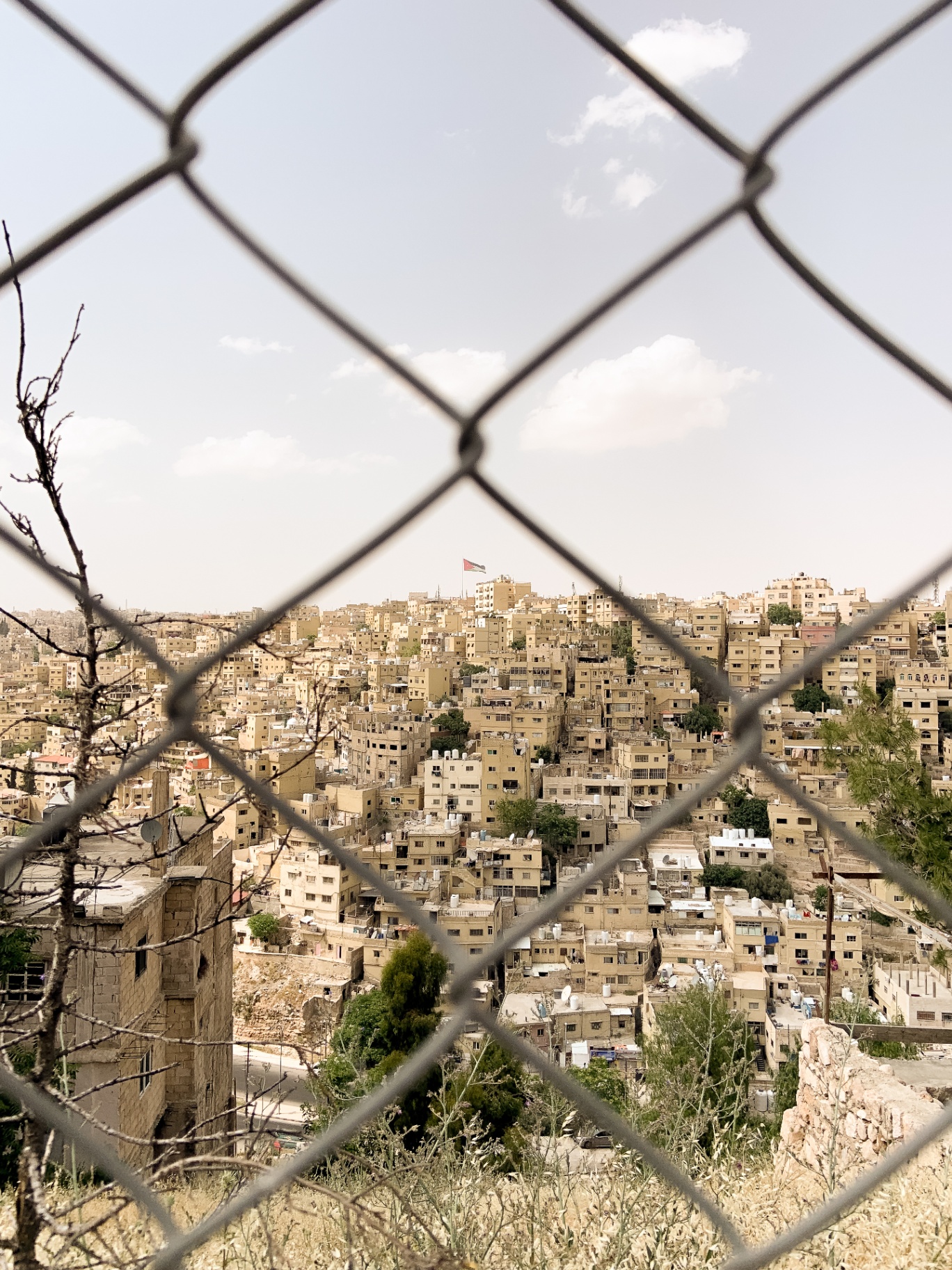 Vista de Amán a través de una reja de hierro